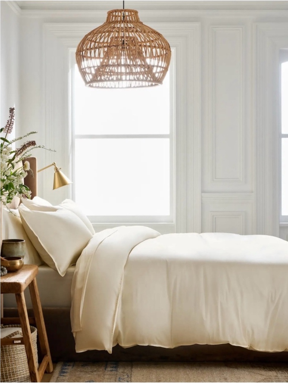 Quince Luxury Organic Bamboo Duvet Cover Ivory King / Cal King NWT